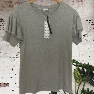 $5$ add on Noisy May double flutter sleeve, jersey shirt Gray, Size S NWT